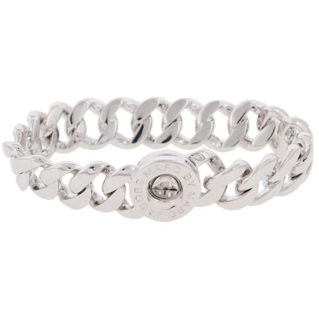 Marc By Marc Jacobs Silvertone Katie Logo Link Bracelet Brand New
